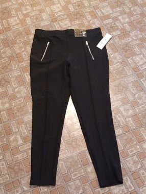 Black Skinny Faux Zip Pocket Ponte Pants Size Xlarge Tummpy Control